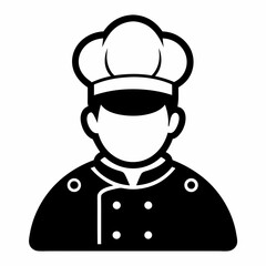 black silhouette chef line icon vector illustration