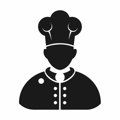 black silhouette chef line icon vector illustration