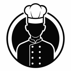 black silhouette chef line icon vector illustration