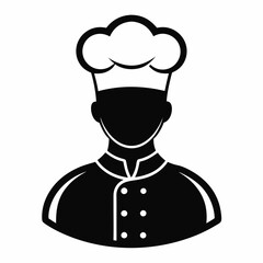 black silhouette chef line icon vector illustration