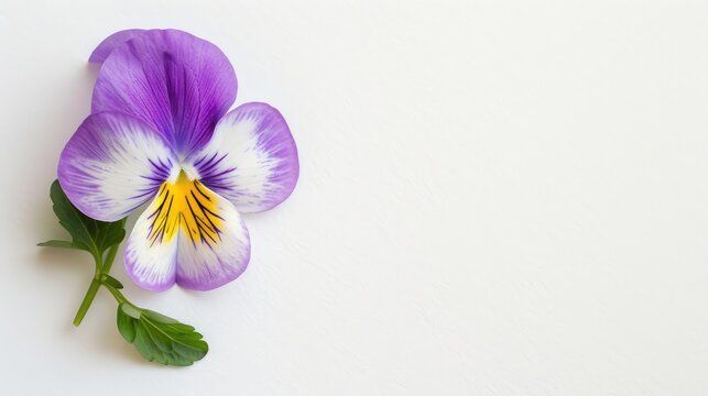 Viola flower isolated with space for text