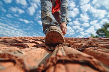 Skilled Roofer Aligning Roof Shingles for a Precise and Durable Roof Installation, Expert Craftsmanship in Action