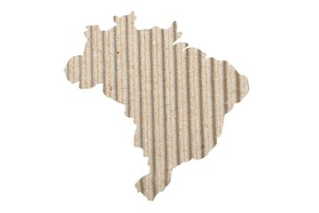 Brazil map made of clean cardboard on white background