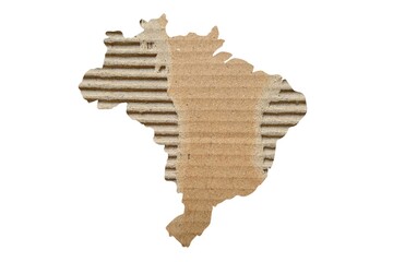 Brazil map made from half peeled cardboard