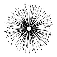 vector fireworks, black and white, white background, stamp