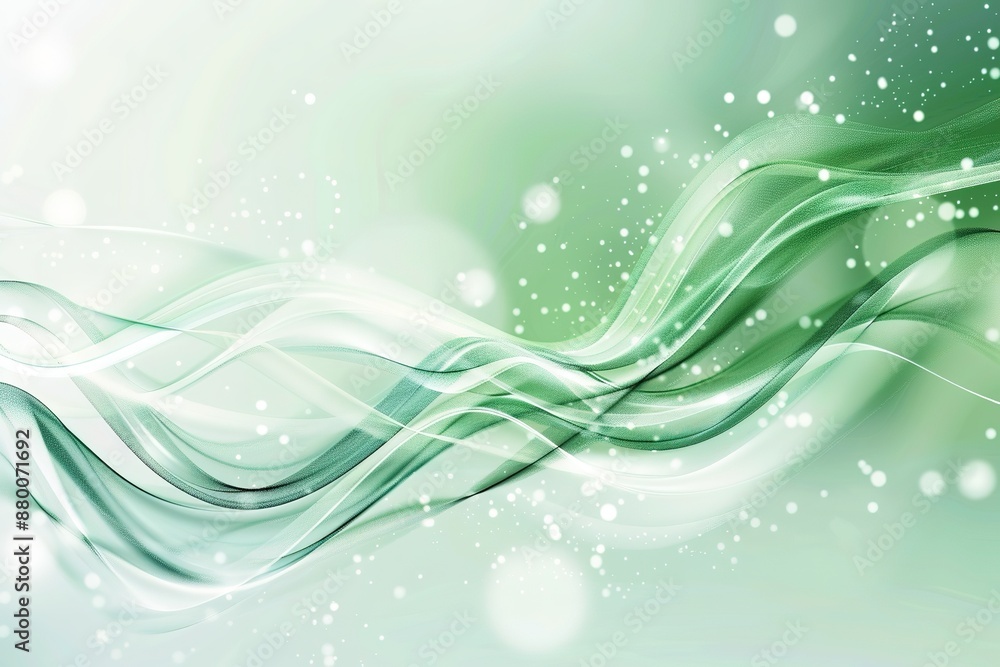 Poster abstract green and light background with wavy elements vector presentation design template