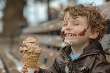 Showcases the pure bliss and contentment of enjoying a favorite treat.