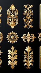 a collection of ornate metal panels by person.