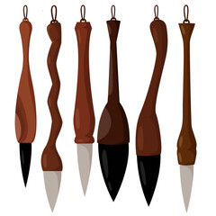 Paintbrush icon set Paintbrush illustration Wooden brush Painting wooden brush wooden brush painting