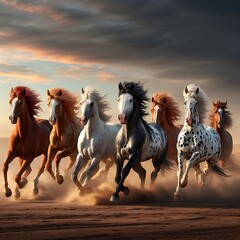 Running Horses on the field