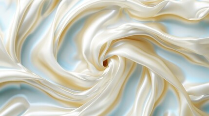 Obraz premium Elegant abstract swirl of creamy silk fabric, showcasing smooth textures and luxurious folds in soft light.