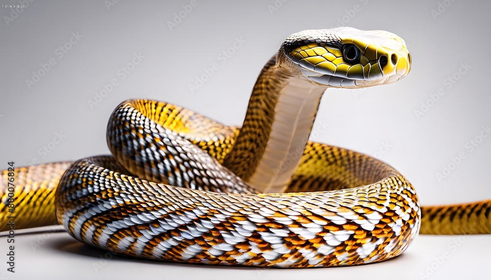 Poster a majestic cobra midair in slow motion captured in a professional studio setting vibrant scales intr