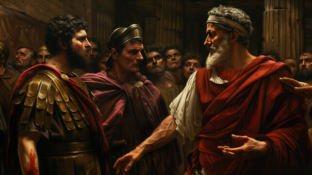 Paul's Imprisonment and Trials: Biblical Scene of Apostle Paul before Felix, Festus, and Agrippa, Historical Religious Artwork