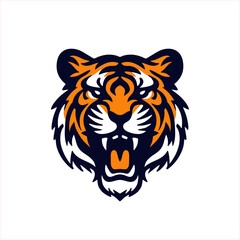 angry tiger face drawing illustration vector simple logo