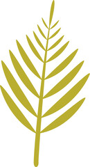 Simple illustration of a golden palm leaf, isolated on a white background