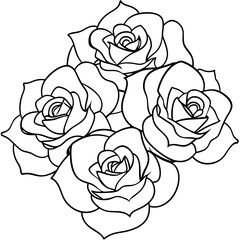 Roses icon vector line art illustration