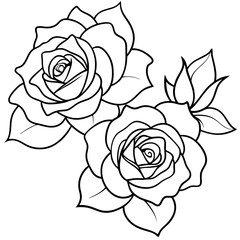 Roses icon vector line art illustration