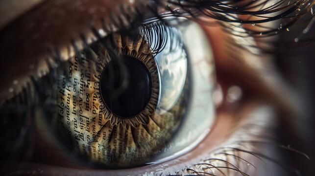 Eye Macro Photography with Pupil Textured by Bible Verse, Symbol of Spiritual Insight