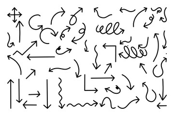 Hand drawn arrow vector icons set. sketch arrow design for business plan and education.