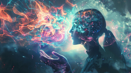 Spiritual Guidance Illustration: Person Meditating with Mentor in Serene Spiritual Environment