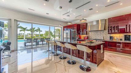 A Stylish Kitchen With Sleek Cabinets Marble Interior Design