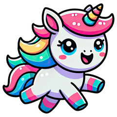 Fototapeta premium Kawaii, Cartoon, Unicorns, Cute, Adorable, Colorful, Magical, Fantasy, Pastel, Animals, Children, Illustration, Whimsical, Fun, Playful, Kids, Happy, Smiling, Stars, Rainbows, Sparkles, Fantasy 