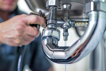 Obraz premium Plumber fixing a sink