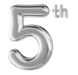 5th Anniversary Silver Number 3D