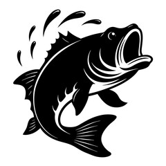 fish vector, tattoo, vector, fish, illustration, animal, tribal, design, A large bass fish breaking