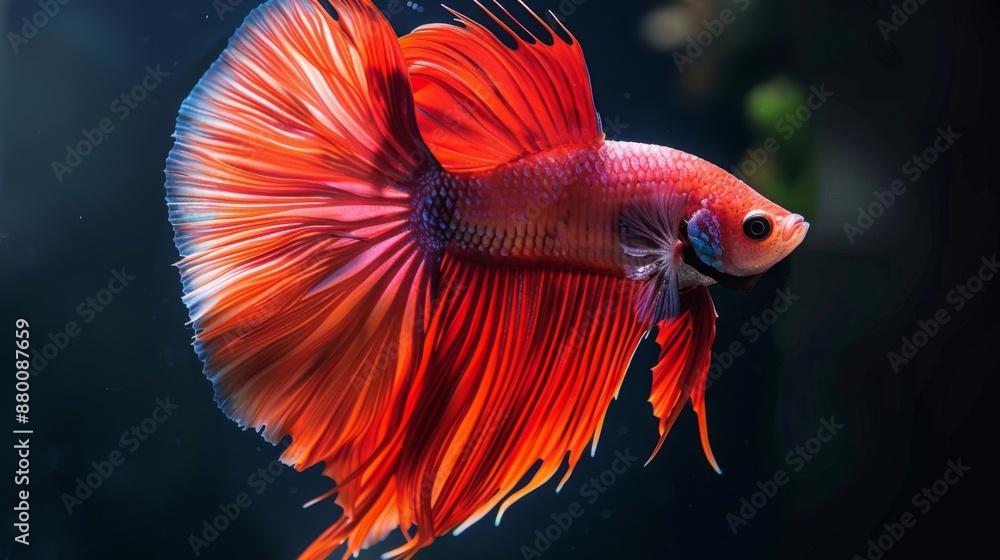 Poster A betta fish flaring its gills and fins in a display of aggression or dominance.