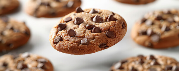 Obraz premium cookies flying floating through the air