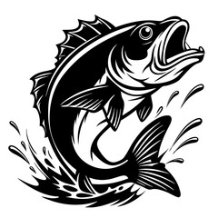 A large bass fish, fish, vector, tattoo, illustration, animal, tribal, sea, black, design