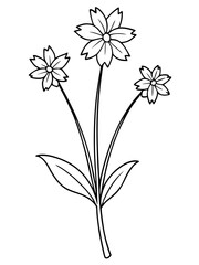 set of black and white flowers vector line art