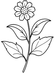set of black and white flowers vector line art