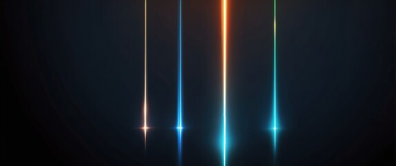 Colorful glowing vertical light streaks on a dark background, creating a vibrant and futuristic abstract atmosphere, great for tech and modern designs