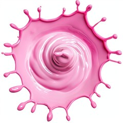 circular pink splash swirling on white background