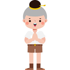 cute cartoon thai student character, back to school, Illustration flat style Png