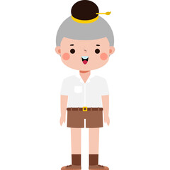 cute cartoon thai student character, back to school, Illustration flat style Png