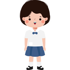 cute cartoon thai student character, back to school, Illustration flat style Png