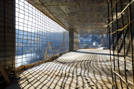 A safety net under a construction site
