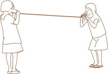 vietnam-girls-talking-on-a-can-phone-at country home