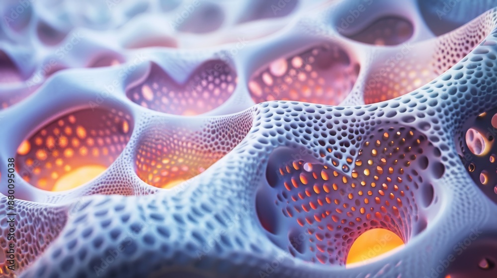 Poster intricate 3d latticework forming a delicate and complex structure, glowing with ambient light. gener