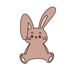 A cartoon rabbit is sitting on a white background