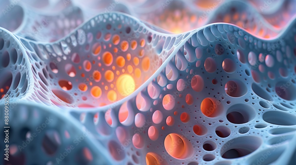 Poster intricate 3d latticework forming a delicate and complex structure, glowing with ambient light. gener