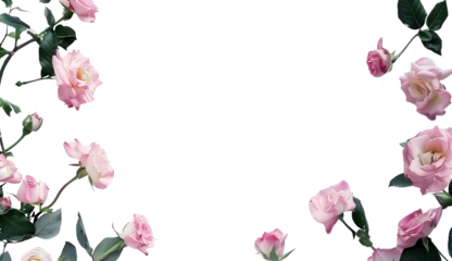 Pink rose flower frame