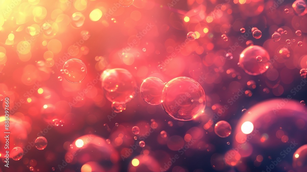 Poster floating orbs of varying sizes, illuminated from within, creating a dreamy and ethereal atmosphere g