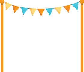 Obraz premium Colorful triangle party flags hanging on a string decoration isolated on white background