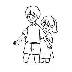 A boy and a girl are standing next to each other