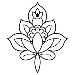 Pattern ornament element flower Russian folk style Line art vector illustration