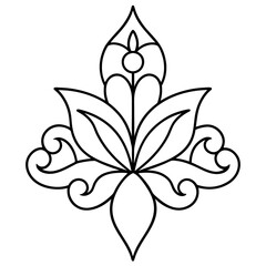 Pattern ornament element flower Russian folk style Line art vector illustration